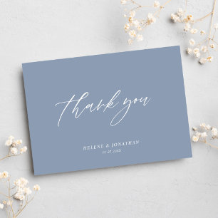 Carte De Remerciements Dusty Blue Elegant Minimal Mariage moderne