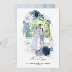 Carte De Remerciements Dusty Blue Floral Mariage photo