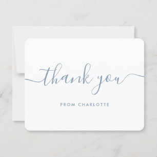 Carte De Remerciements Dusty Blue Modern Script Wedding shower d'annivers
