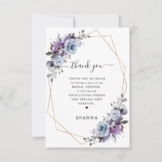 Carte De Remerciements Dusty Blue Purple Lilac Blooms Fête des mariées (Devant)