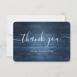 Carte De Remerciements Dusty Blue Rustic Wood Wedding shower Anniversaire