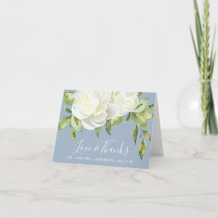 Carte De Remerciements Dusty Blue Spring Floral Peony Mariage