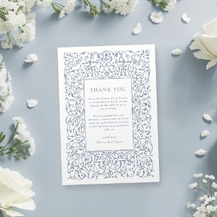 Carte De Remerciements Dusty Blue Vintage Ornate Frame Classic Mariage