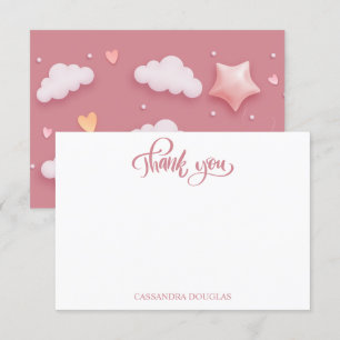 Carte De Remerciements Dusty Pink Cloud Thème Fille Baby shower
