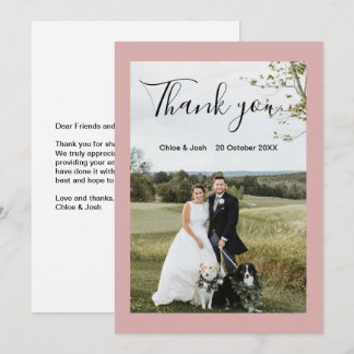 Carte De Remerciements Dusty Pink Wedding Photo