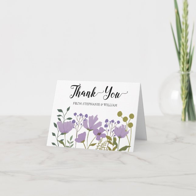 Carte De Remerciements Dusty Purple Spring Floral Mariage personnalisé (Devant)