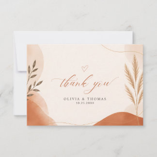 Carte De Remerciements Earthly Boho Modern Script Terracotta Weddingg