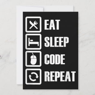 Carte De Remerciements Eat Sleep Code Répétition Coding Programmer Ingéni