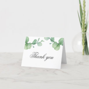 Carte De Remerciements Eau-couleur eucalyptus. Anniversaire verdoyant du