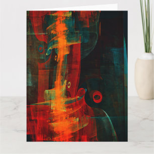 Carte De Remerciements Eau Orange Rouge Bleu moderne Art Abstrait Motif