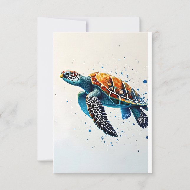 Carte De Remerciements Eaux calmes : Célébrez les tortues marines avec l' (Devant)