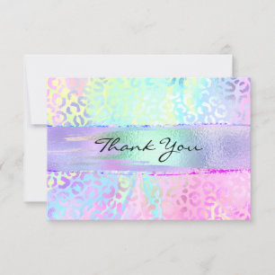 Carte De Remerciements Éclat à pinceau Iridescente Arc-en-ciel Leopard ro