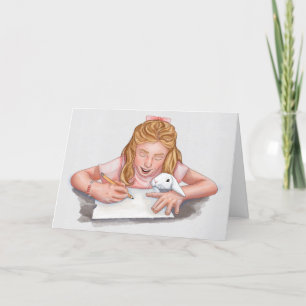 Carte De Remerciements Écriture avec animal de compagnie lapin papier/ori