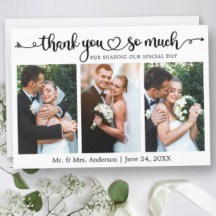 Carte De Remerciements Écriture calligraphique de mariage Cœur 3 Photo