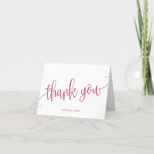 Carte De Remerciements Écriture calligraphique minimaliste magenta
