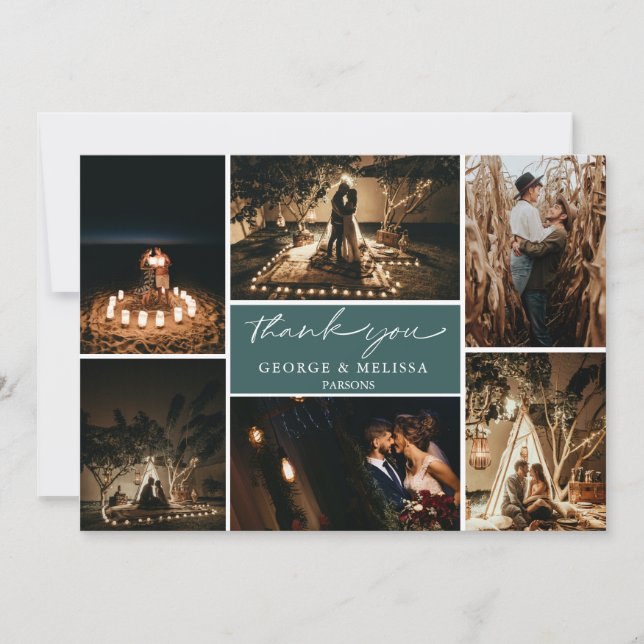 Carte De Remerciements Écriture Chic Cursive Mariage Photo Appartement Me (Devant)