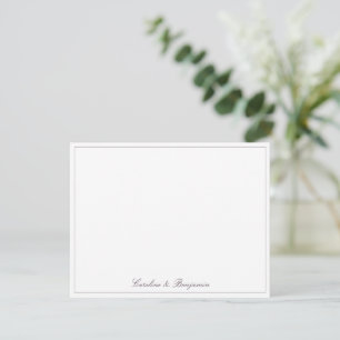 Carte De Remerciements Écriture Classique Élégante Mariage Violet Prune É