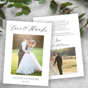 Carte De Remerciements Écriture d'amour et de remerciements 2 mariage pho