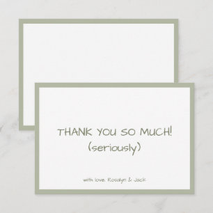 Carte De Remerciements Écriture Décontractée Dusty Vert Minimale
