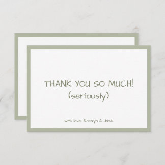 Carte De Remerciements Écriture Décontractée Dusty Vert Minimale