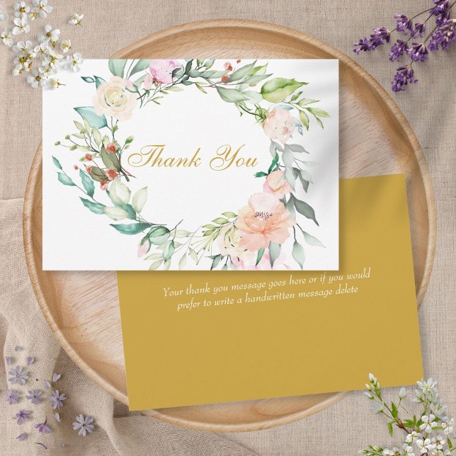 Carte De Remerciements Écriture Élégante Remerciements Aquarelle Roses Fl (Elegant Script Thank You Watercolour Roses Floral)