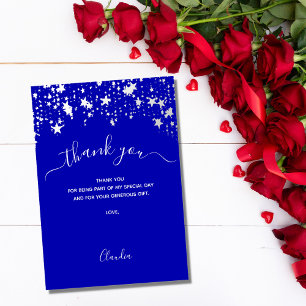 Carte De Remerciements Écriture étoile bleue