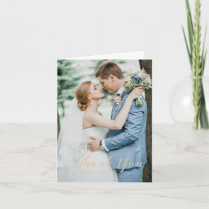 Carte De Remerciements Écriture Gras Terreux Neutre Photo Élégant Mariage