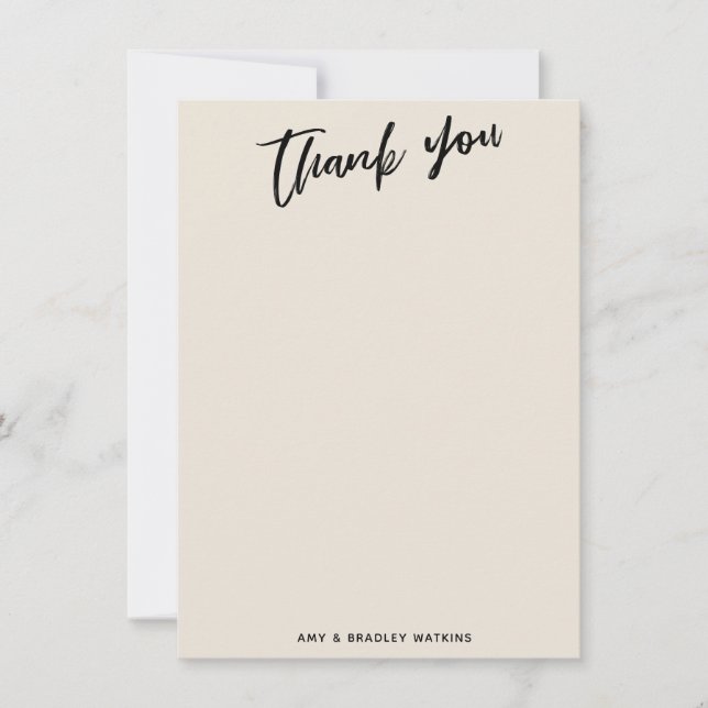 Carte De Remerciements Écriture manuscrite décontractée Crème de typograp (Devant)