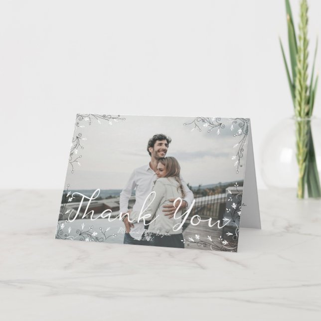 Carte De Remerciements Écriture manuscrite moderne illustrée fantaisiste (Devant)