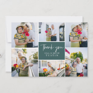 Carte De Remerciements Écriture moderne Cursive Mariage Photo Collage