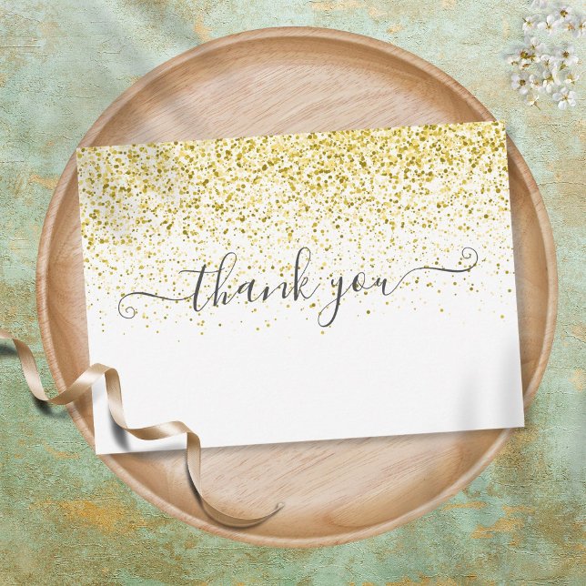 Carte De Remerciements Écriture simple moderne avec paillettes dorées (Créateur téléchargé)