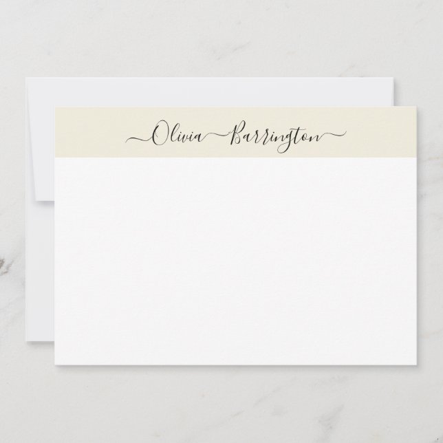 Carte De Remerciements Écru blanc Écran minimaliste moderne Nom personnal (Devant)