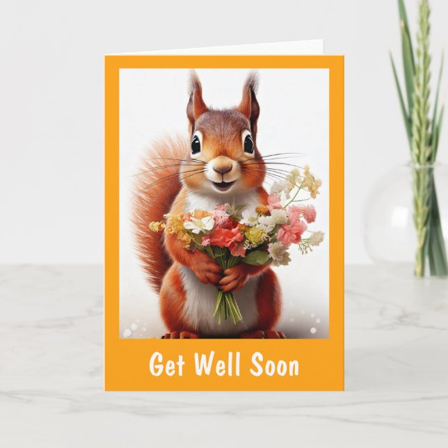 Carte De Remerciements Écureuil animal mignon Se bien bientôt (Devant)