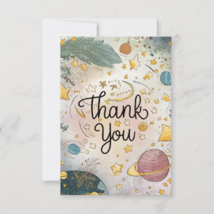 Carte De Remerciements Éditable Simple Chic Celestial