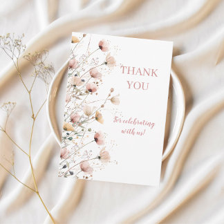 Carte De Remerciements editable wildflowers floral thank you card