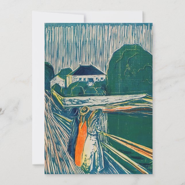 Carte De Remerciements Edvard Munch - Les filles sur le pont, Lithographe (Devant)