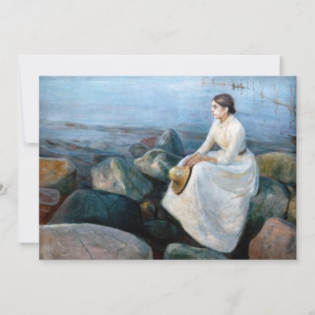 Carte De Remerciements Edvard Munch - Nuit d'été, Enger sur la plage (Devant)