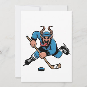 Carte De Remerciements Éffrayant Krampus Jouer Hockey sur glace Sport
