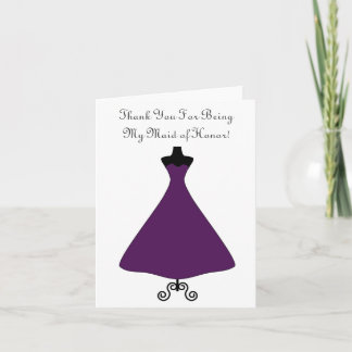 Carte De Remerciements Eggplant Colored Maid of Honor/Bridesmaid Card