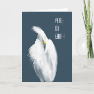 Carte De Remerciements Egret neigeux "Paix sur Terre"