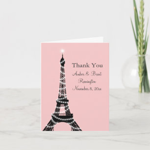 Carte De Remerciements Eiffel Tower Twinkles Thank You Card (pink)