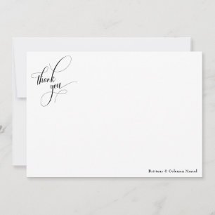 Carte De Remerciements Elaborer la calligraphie Simple Noir & Blanc