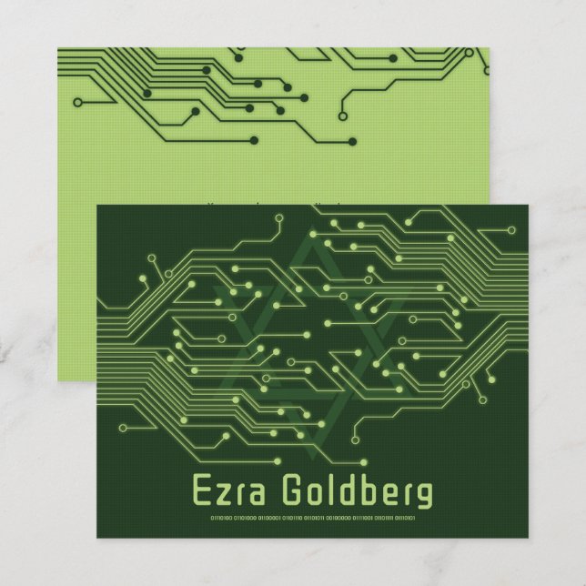 Carte De Remerciements Electronique Ordinateur Circuit Board Bar Mitzvah (Devant / Derrière)