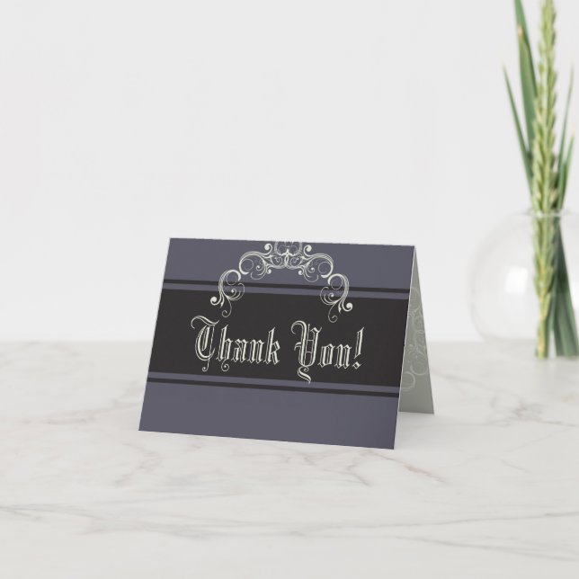 Carte De Remerciements Elegan plié de gris d'affaire de cravate noire de (Devant)