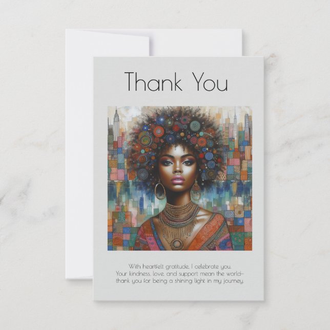 Carte De Remerciements Élégant Afro-Américain  (Devant)