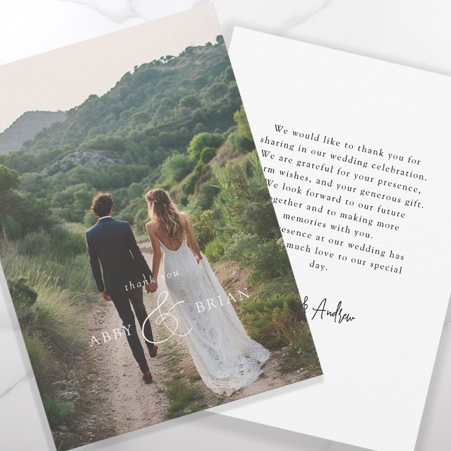 Carte De Remerciements Elégant, ampersand, police de script, 1 Photo (Créateur téléchargé)