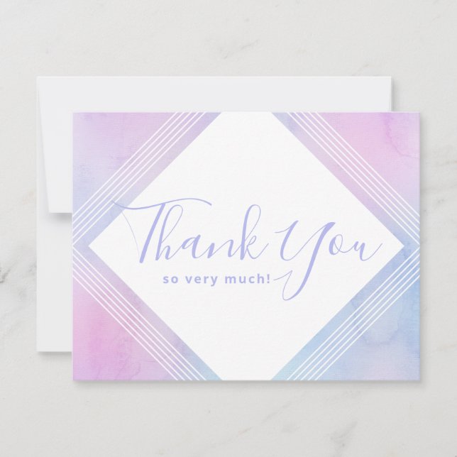 Carte De Remerciements Élégant Anniversaire Violet Aquarelle Pastel (Devant)