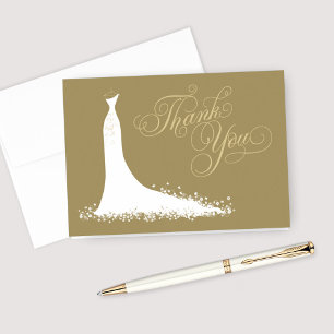 Carte De Remerciements Elegant Antique Gold Wedding Gown Bridal Shower