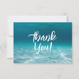 Carte De Remerciements Elégant Aqua Blue sous l'eau Photo personnalisée