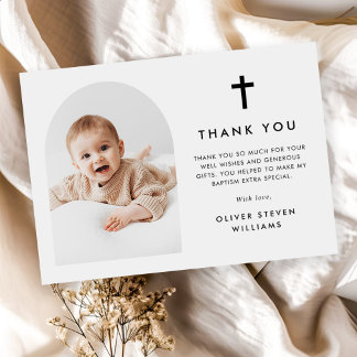 Carte De Remerciements Élégant Arc Photo Baptême